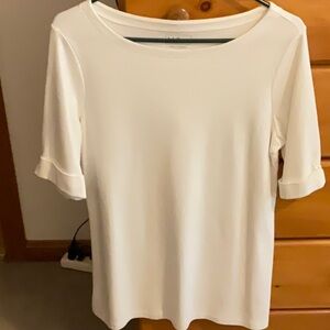 LlBean short sleeved white top size M